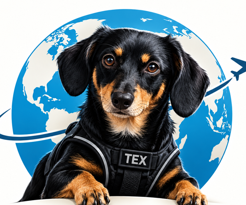 Tex, the Dish Hound mascot